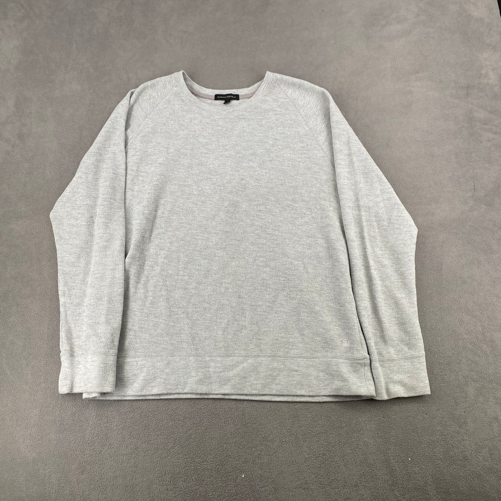 Banana Republic Mens XL Gray Ribbed Raglan Long Sleeve Crewneck Sweatshirt